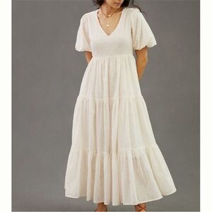 NWT MOTHER V-Neck Short Sleeve White Maxi Dress - Small